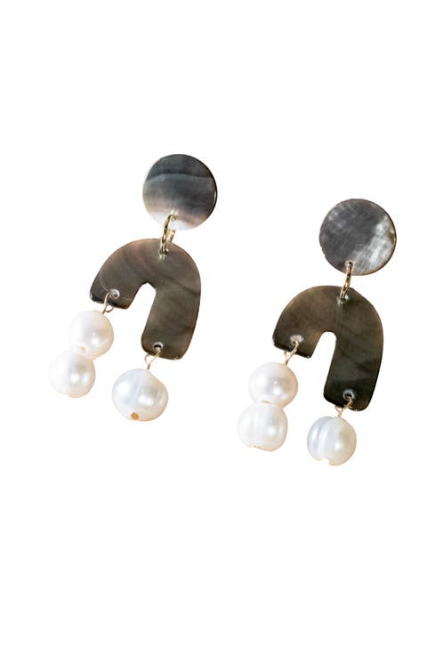 Mother-of-Pearl Asymmetrical Drop Earrings
