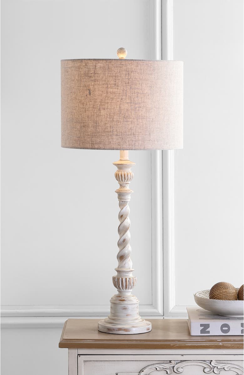 JONATHAN Y Regent 33" Rustic Resin LED Table Lamp, White Wash, Alternate, color, White Wash