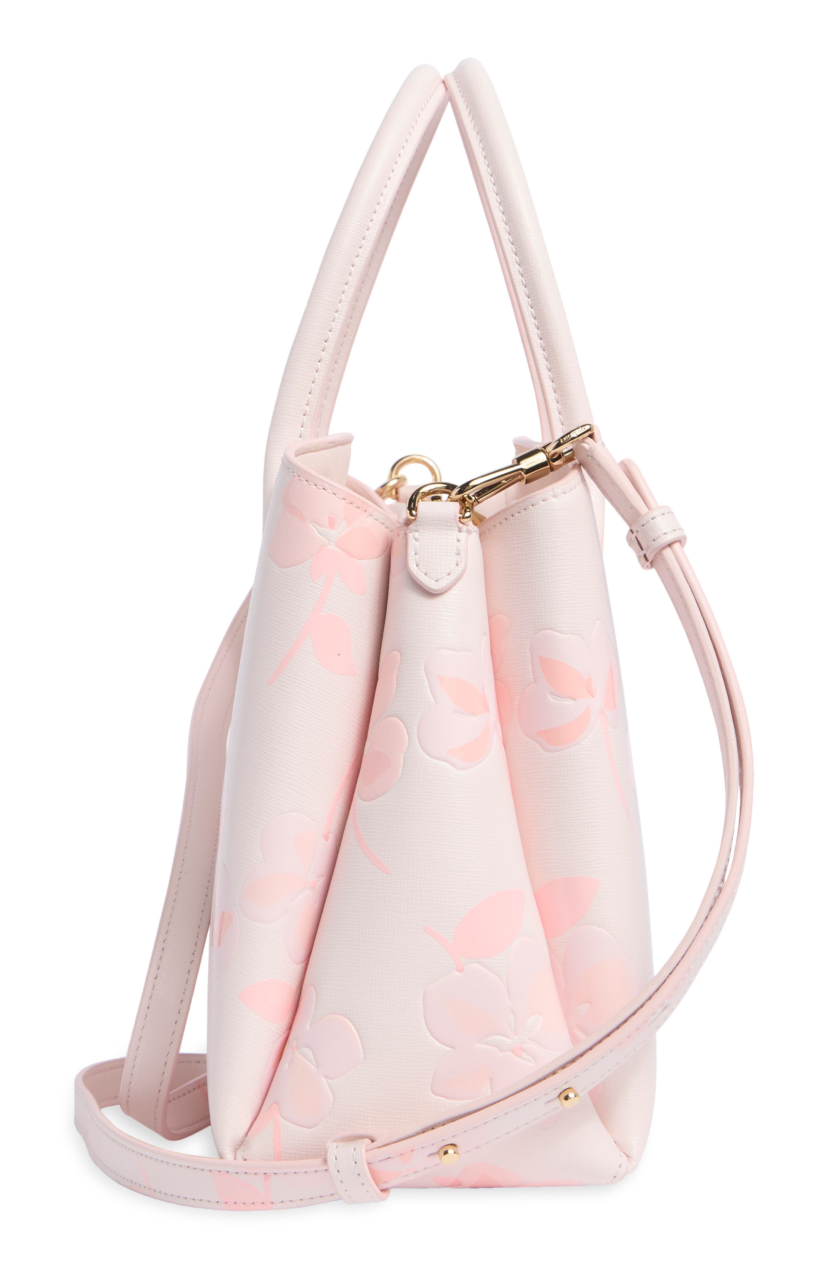 serena spring pansies embossed satchel, Alternate, color, BLUSH CLOUD MULTI