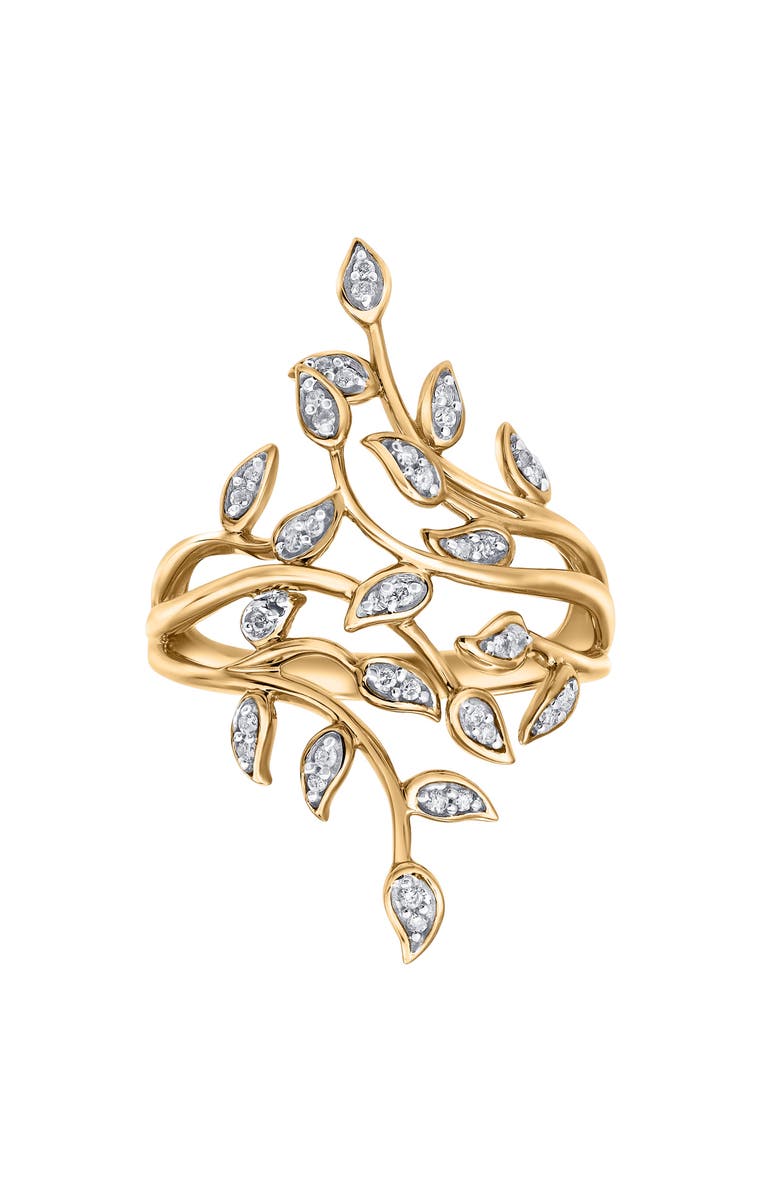 LuvMyJewelry Aurora Leaf 0.15 Ct 14K Gold Diamond Ring, Main, color, 14K Yellow Gold