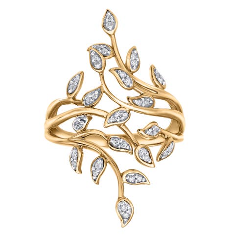 Aurora Leaf 0.15 Ct 14K Gold Diamond Ring