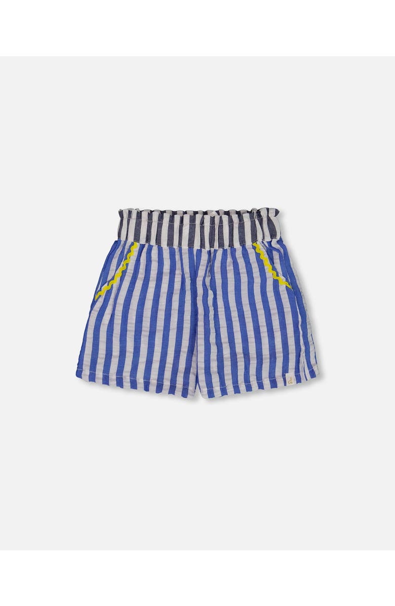 Deux par Deux Girl's Seersucker Short Blue And White Striped, Main, color, Blue And White Striped