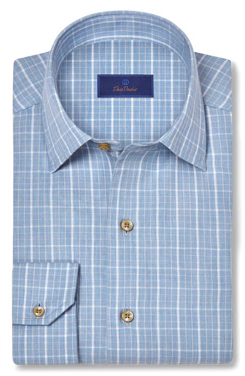 Cotton & Cashmere Herringbone Check Sport Shirt
