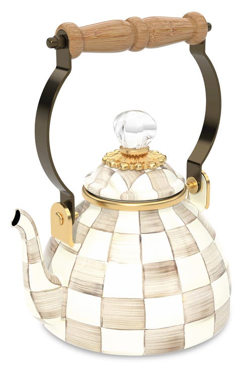 Mocha Check 1-Quart Tea Kettle