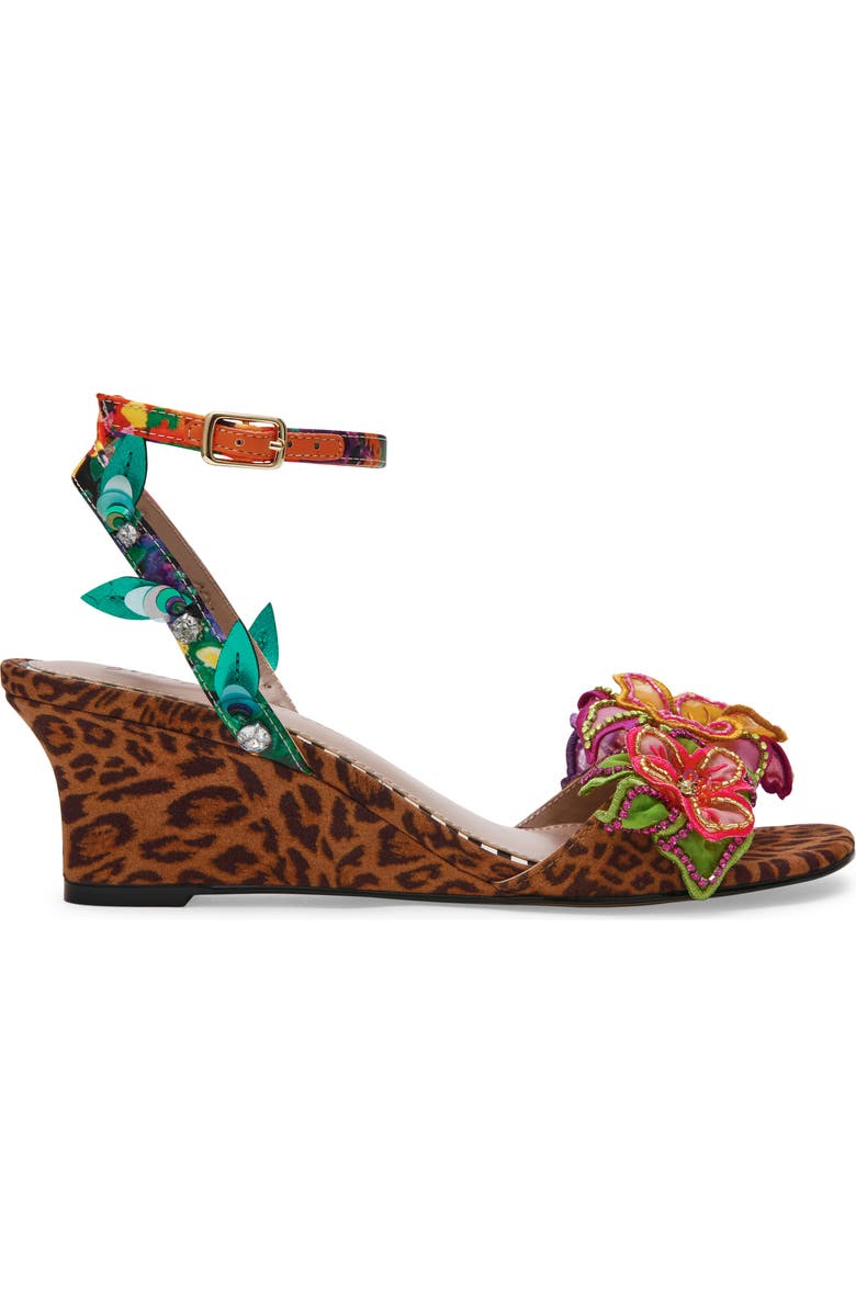 Betsey Johnson Spenser Ankle Strap Wedge Sandal, Alternate, color, Leopard Multi