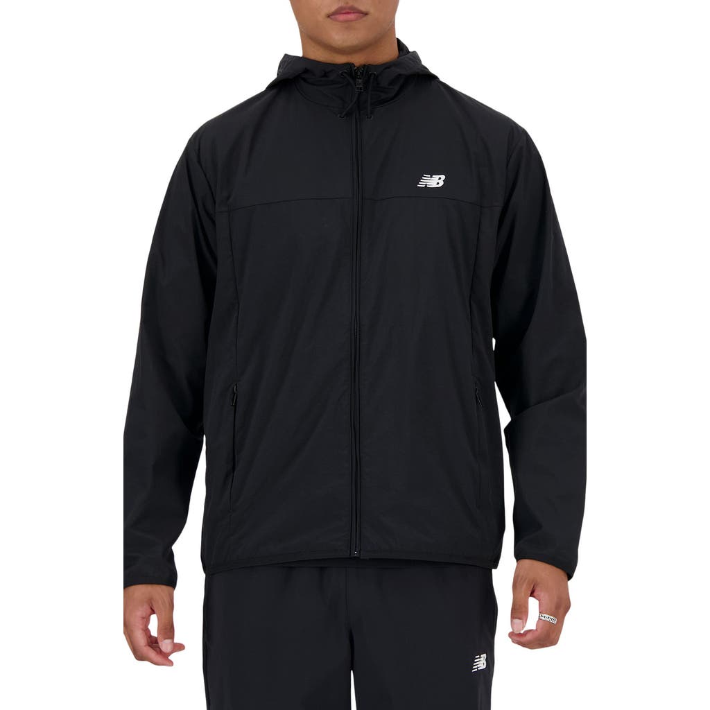 New Balance Athletics Woven Nylon Hooded Jacket In Black