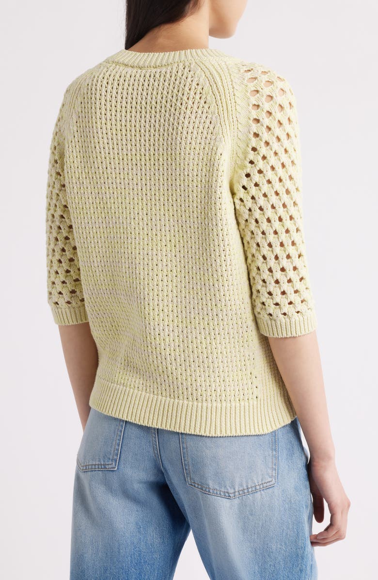 BOSS Funima Cotton Blend Open Stitch Sweater, Alternate, color, Pale Lime
