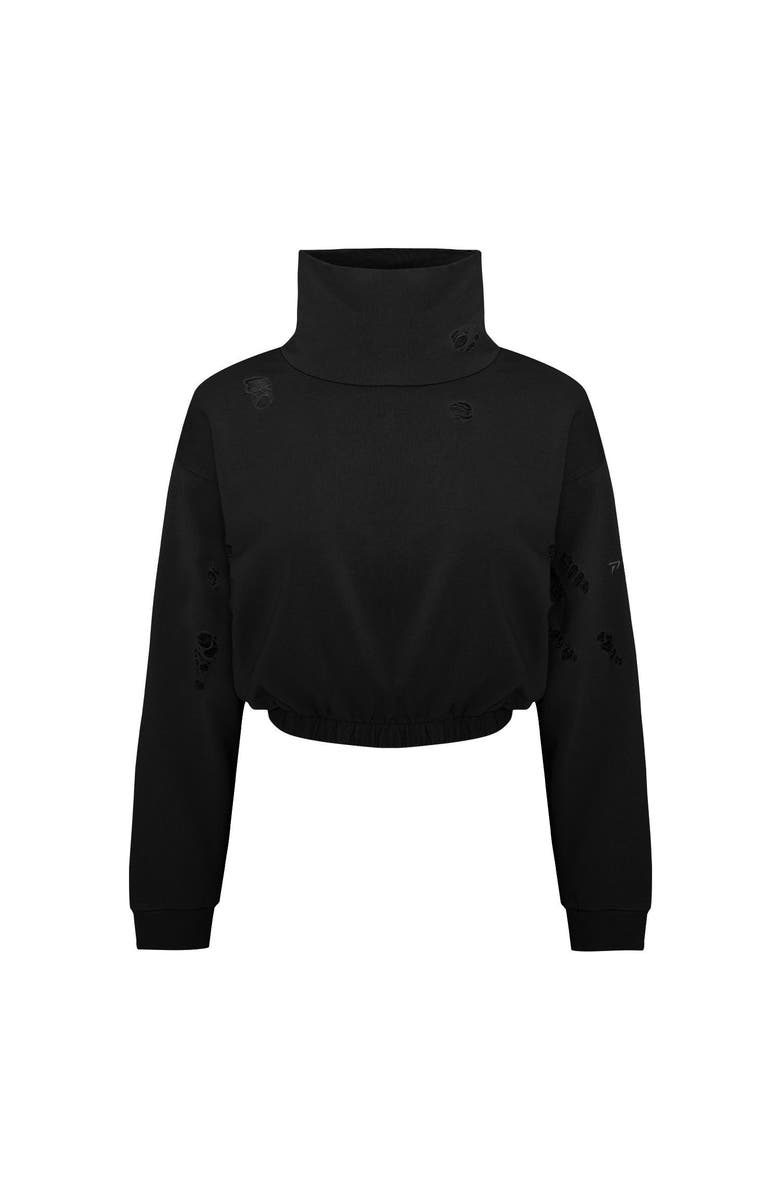 PCFG Cotton Destroyed High Neck Sweat, Alternate, color, Black