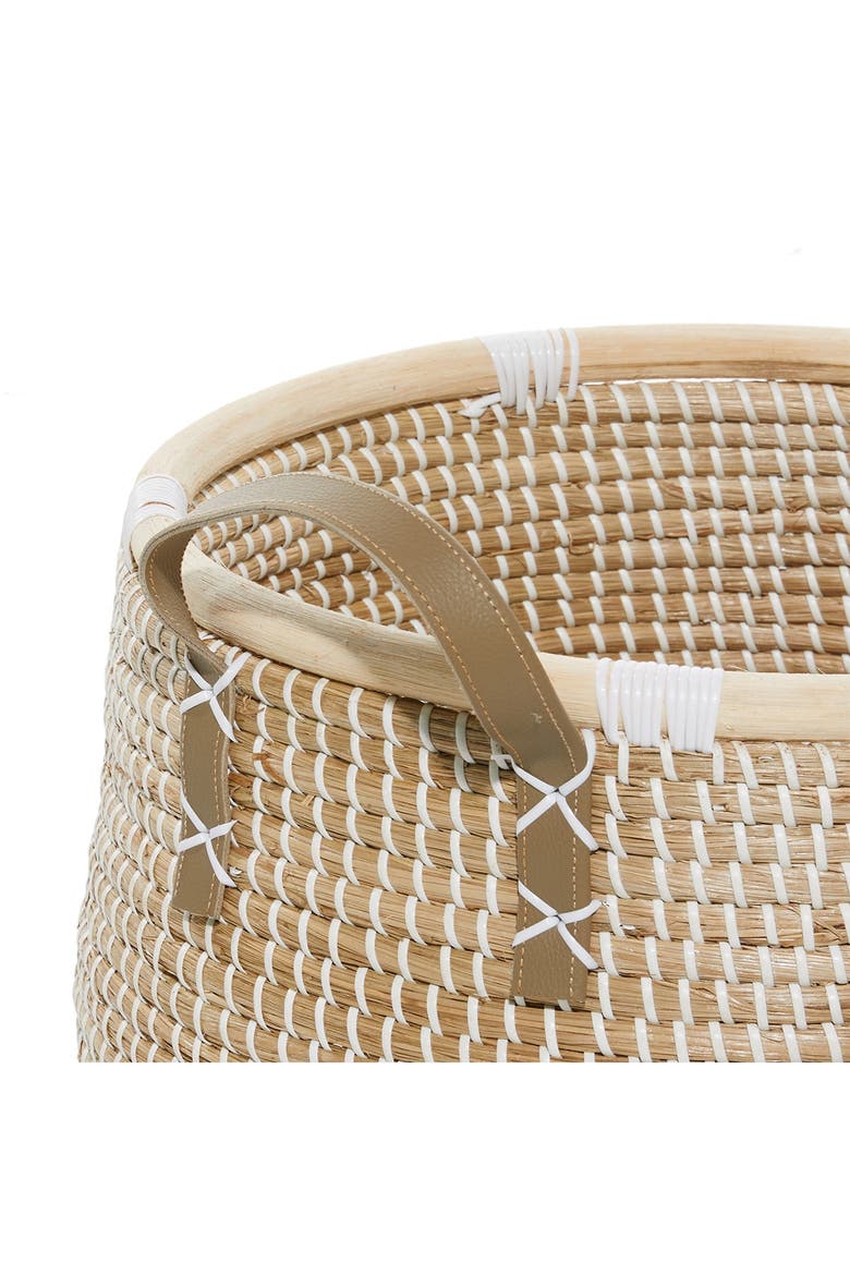 Brown Banana Leaf Contemporary Storage Basket with Handles - Set of 2, Alternate, color, BROWN
