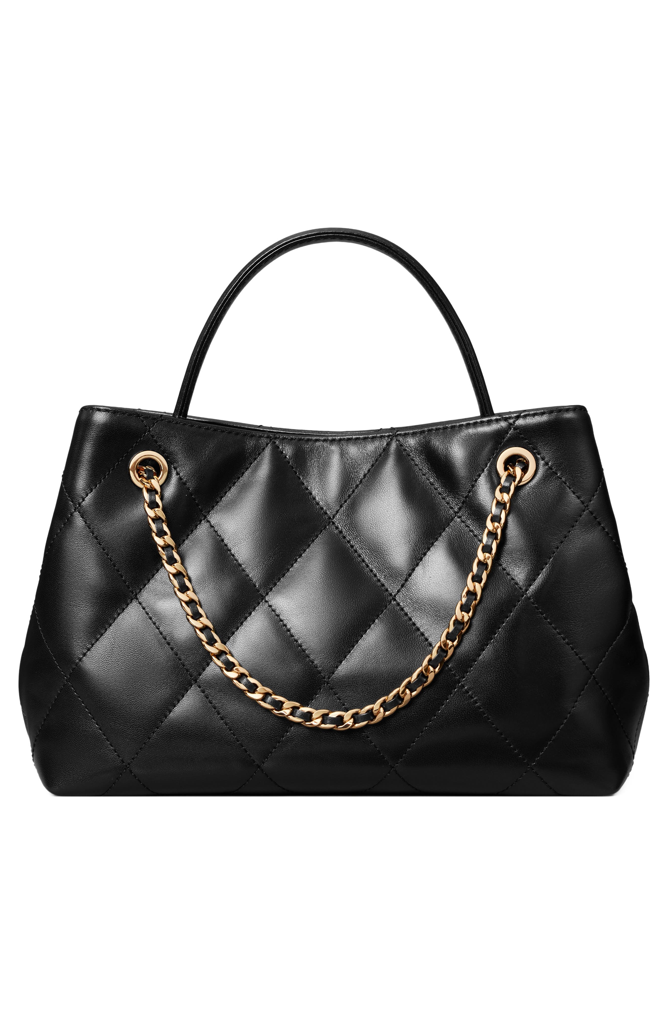 Fleming Small Leather Carryall, Alternate, color, BLACK