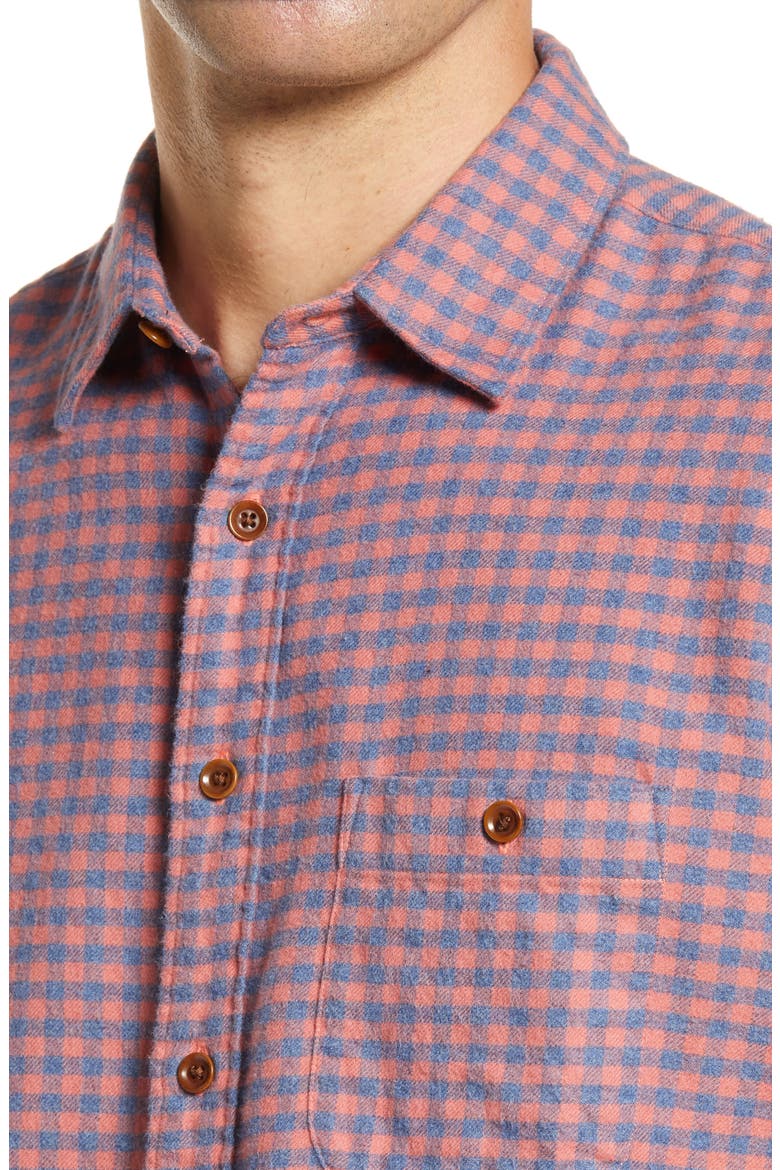 Stretch Seaview Check Flannel Button-Up Shirt, Alternate, color, BLUE ROSE GINGHAM