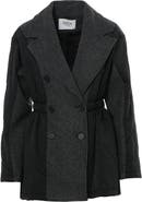 Gizia Cropped Waist-Elastic Double-Breasted Quilted Coat