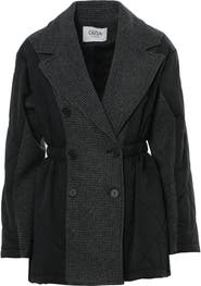 Gizia Cropped Waist-Elastic Double-Breasted Quilted Coat