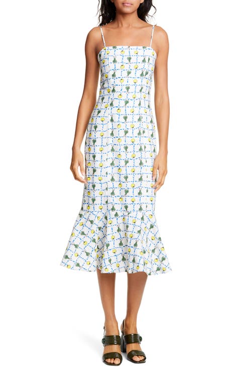 Lychee Print Linen Midi Sundress