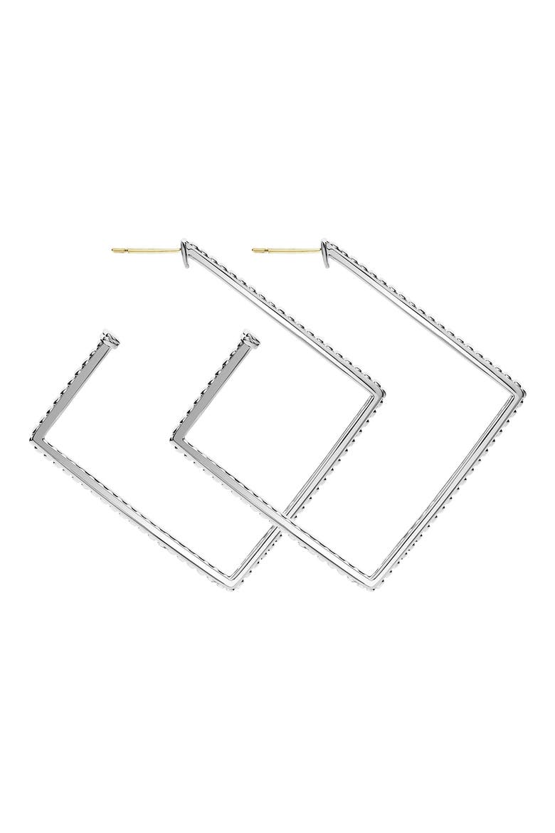 Square Caviar Hoop Earrings, Alternate, color, SILVER