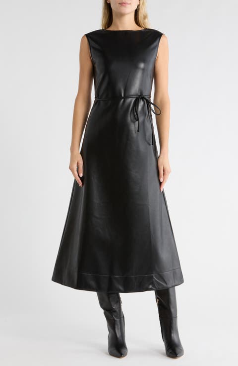 Orla Sleeveless Faux Leather A-Line Dress