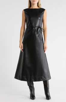 AREA STARS Orla Sleeveless Faux Leather A-Line Dress
