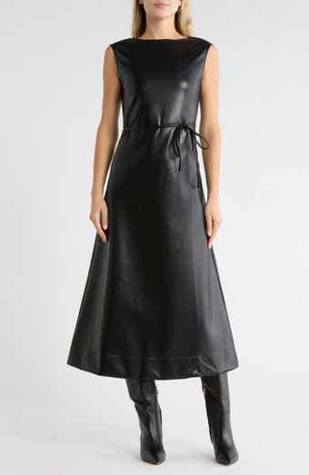 AREA STARS Orla Sleeveless Faux Leather A-Line Dress