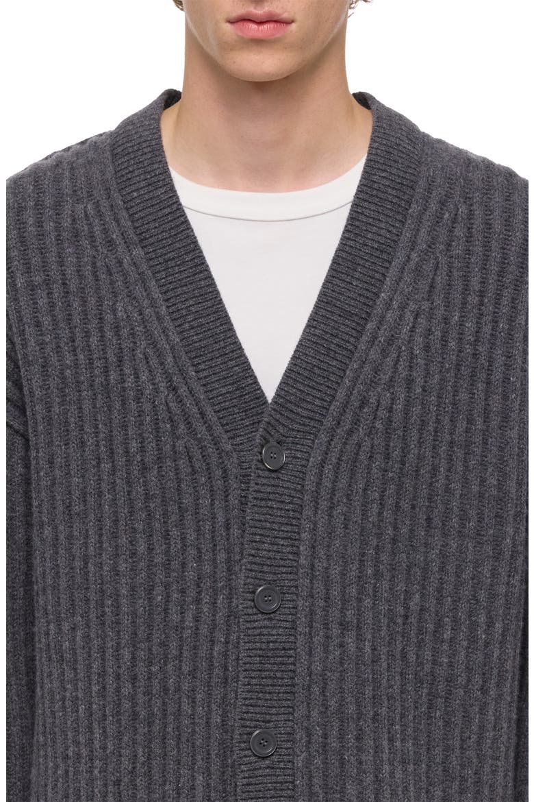 Zephir Oversize Ribbed Wool Blend Cardigan, Alternate, color, CHARCOAL