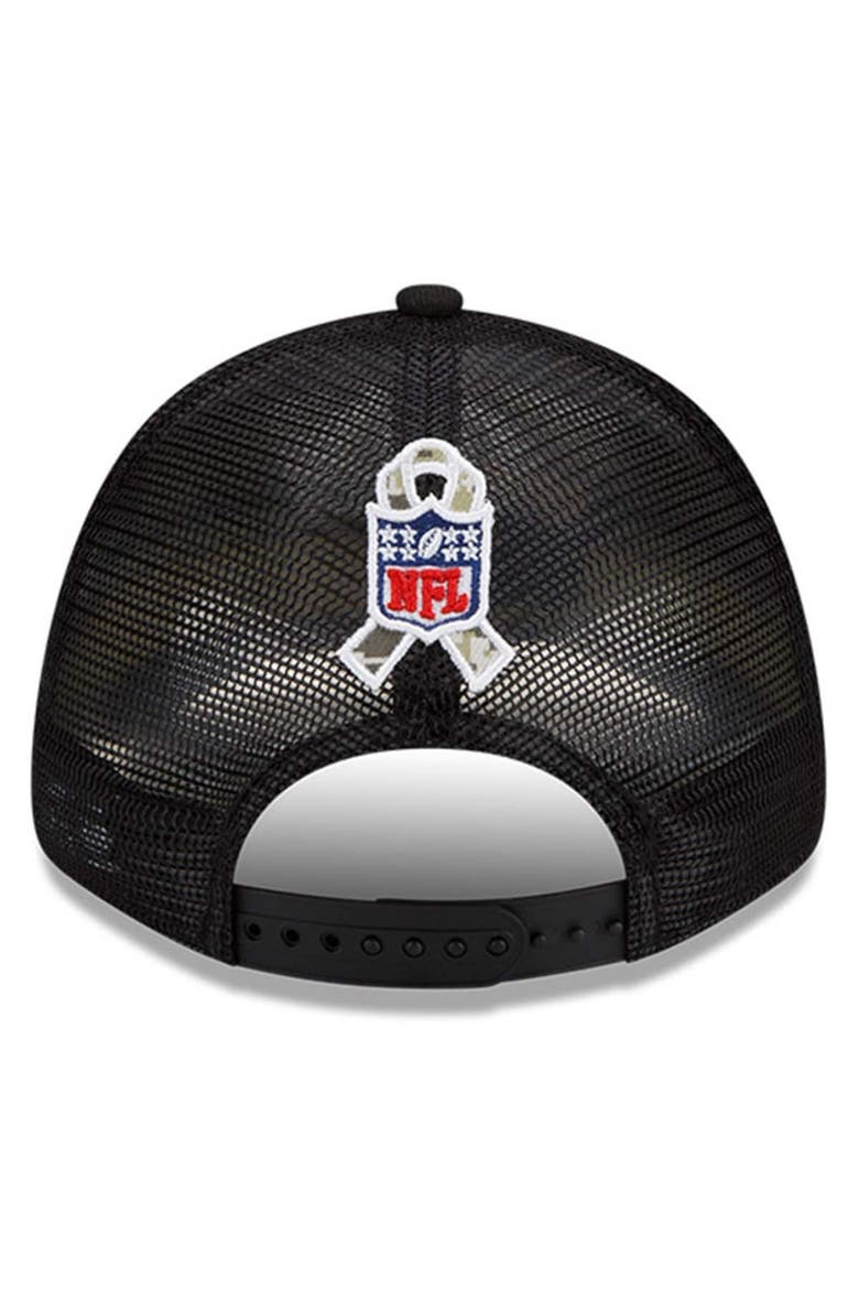 Men's New Era Black/Camo Kansas City Chiefs 2021 Salute To Service Trucker 9FORTY Snapback Adjustable Hat, Alternate, color, Black