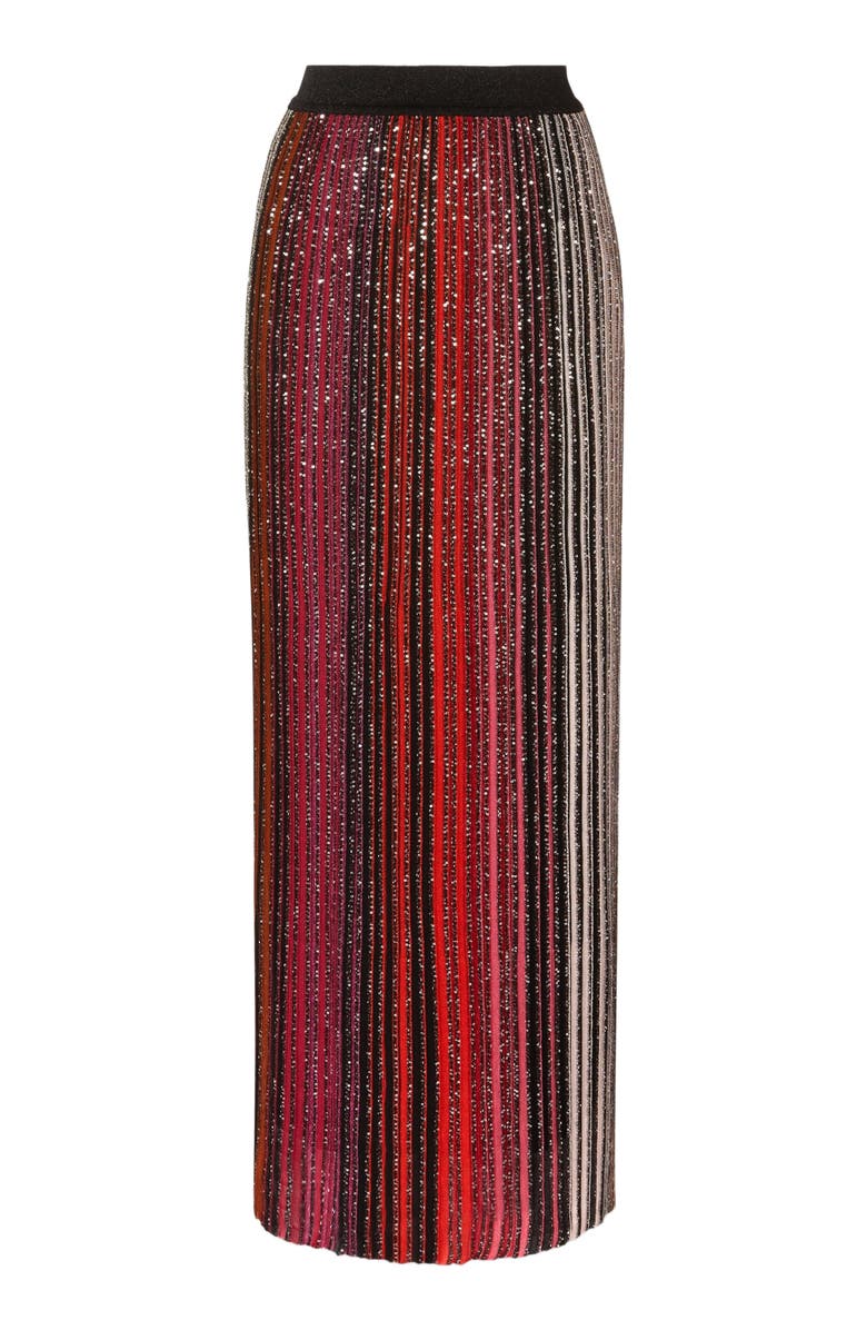 Missoni Striped Partial Long Skirt With Sequins, Alternate, color, Black & Red