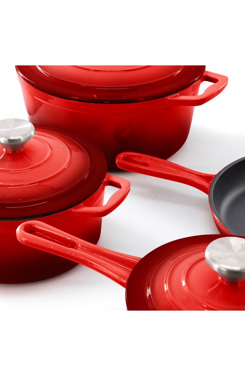 Megachef 7 Piece Enameled Cast Iron Cookware Set, Alternate, color, Red