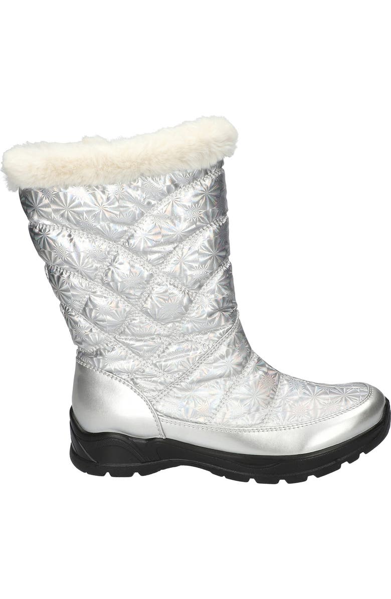 EASY STREET Cuddle Faux Fur Waterproof Boot, Alternate, color, Silver Patent- Nylon-Lined