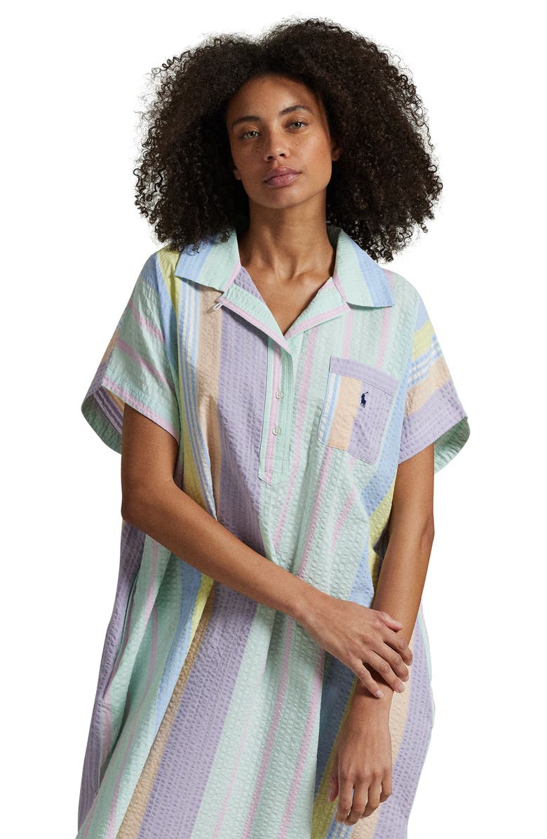 Polo Ralph Lauren Stripe Cotton Seersucker Sleepshirt, Alternate, color, 