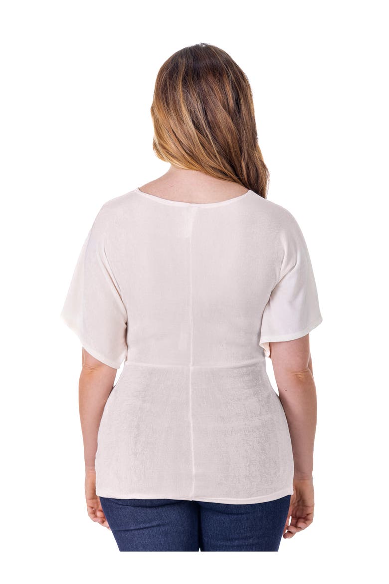 Petites V-Neck Knot Front Cap Sleeve Top, Alternate, color, Ivory