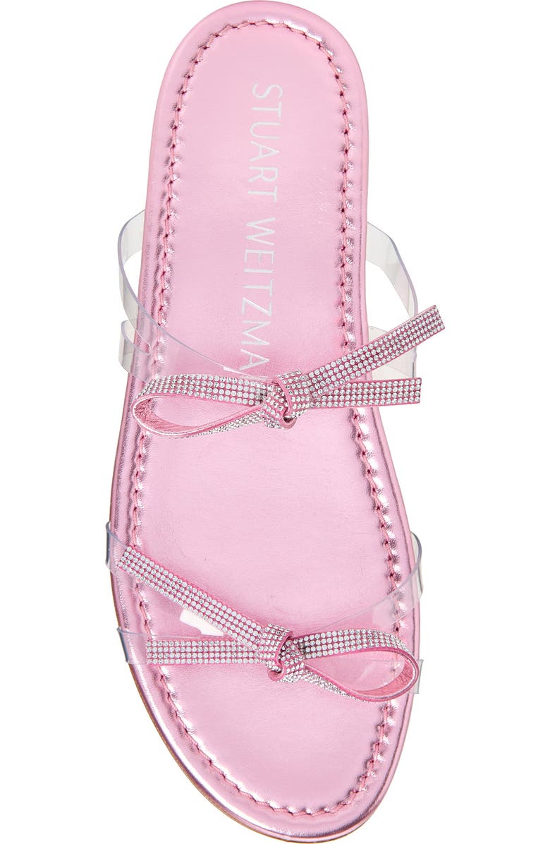 Stuart Weitzman Bow Slide Sandal, Alternate, color, Clear/ Cotton Candy