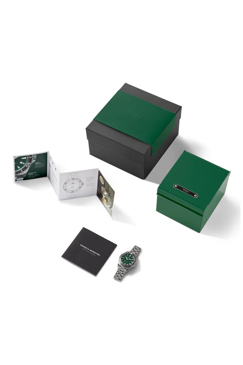 The Monster Automatic Bracelet Watch, 43mm, Alternate, color, SILVER/GREEN/BLACK