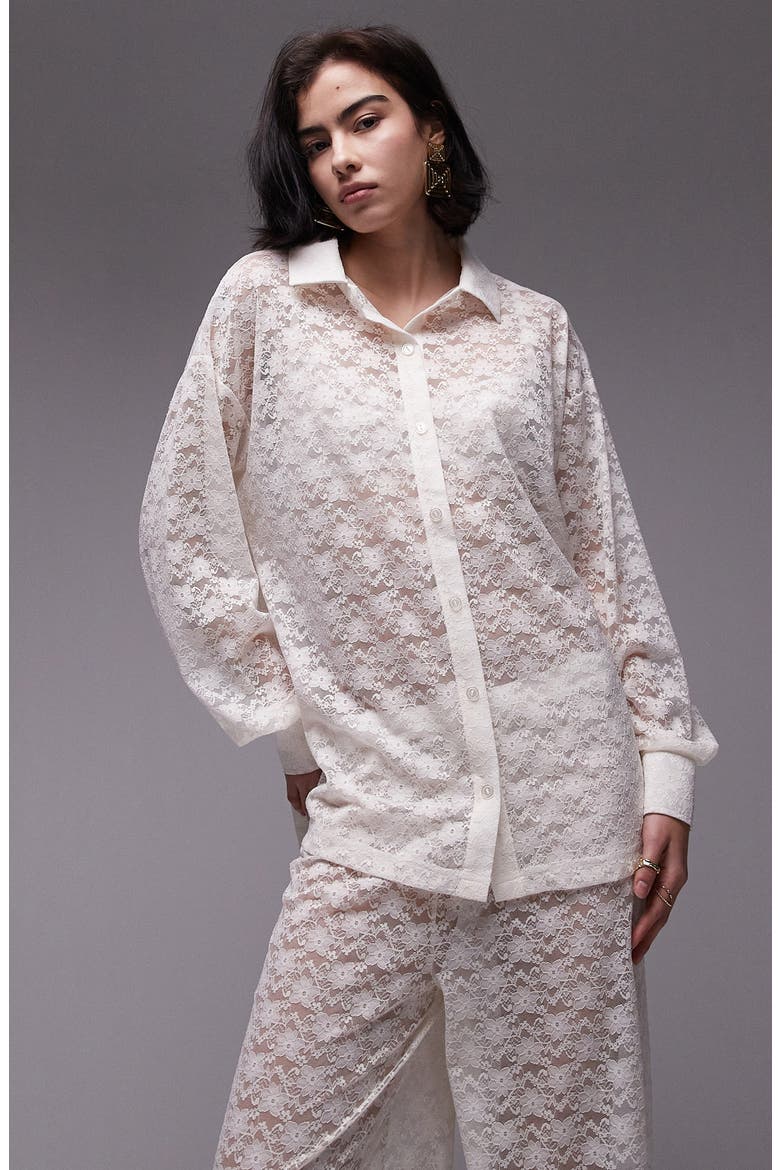Oversize Lace Shirt, Main, color, CREAM