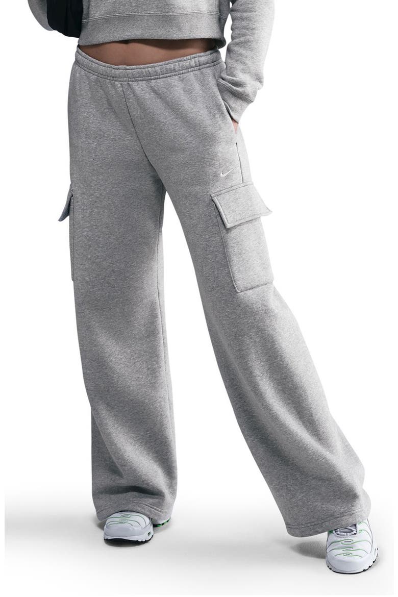 Sportswear Phoenix Fleece Wide Leg Cargo Sweatpants, Main, color, DARK GREY HEATHER/ SAIL