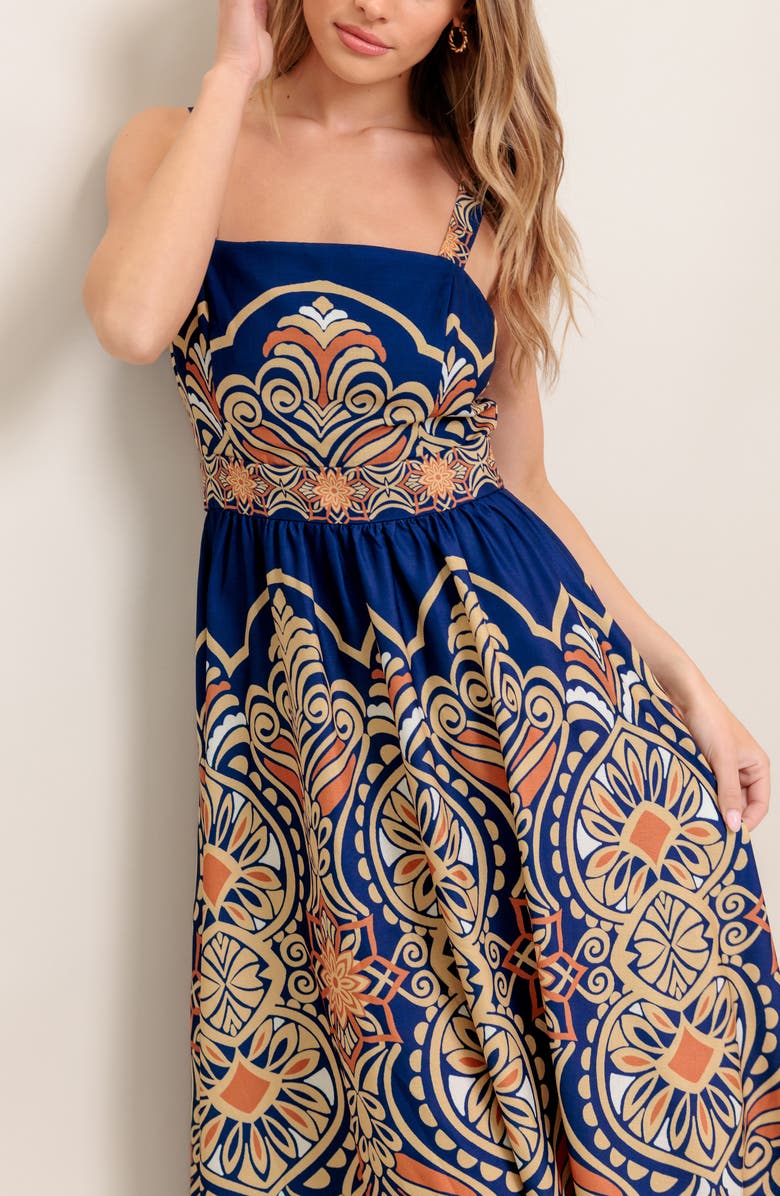 FLYING TOMATO Square Neck Midi Dress, Alternate, color, Navy