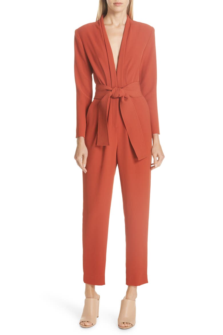 Kieran Belted Crop Jumpsuit, Main, color, TERRACOTTA
