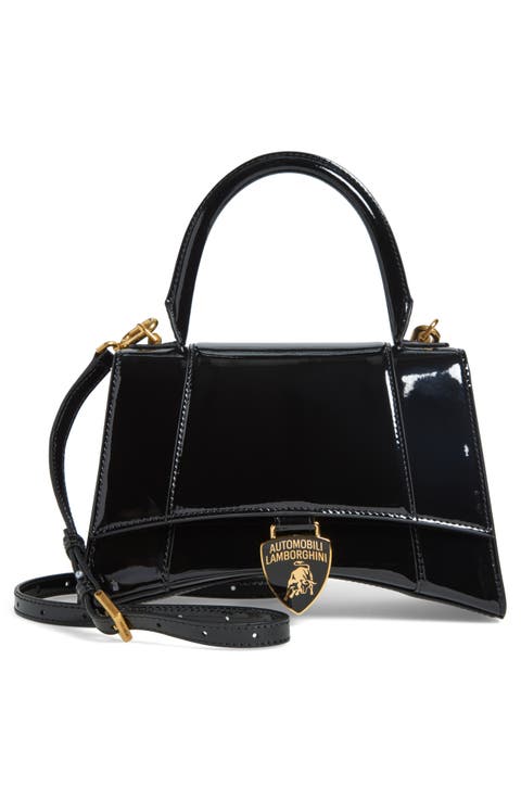 x Automobili Lamborghini Small Hourglass Patent Leather Top Handle Bag