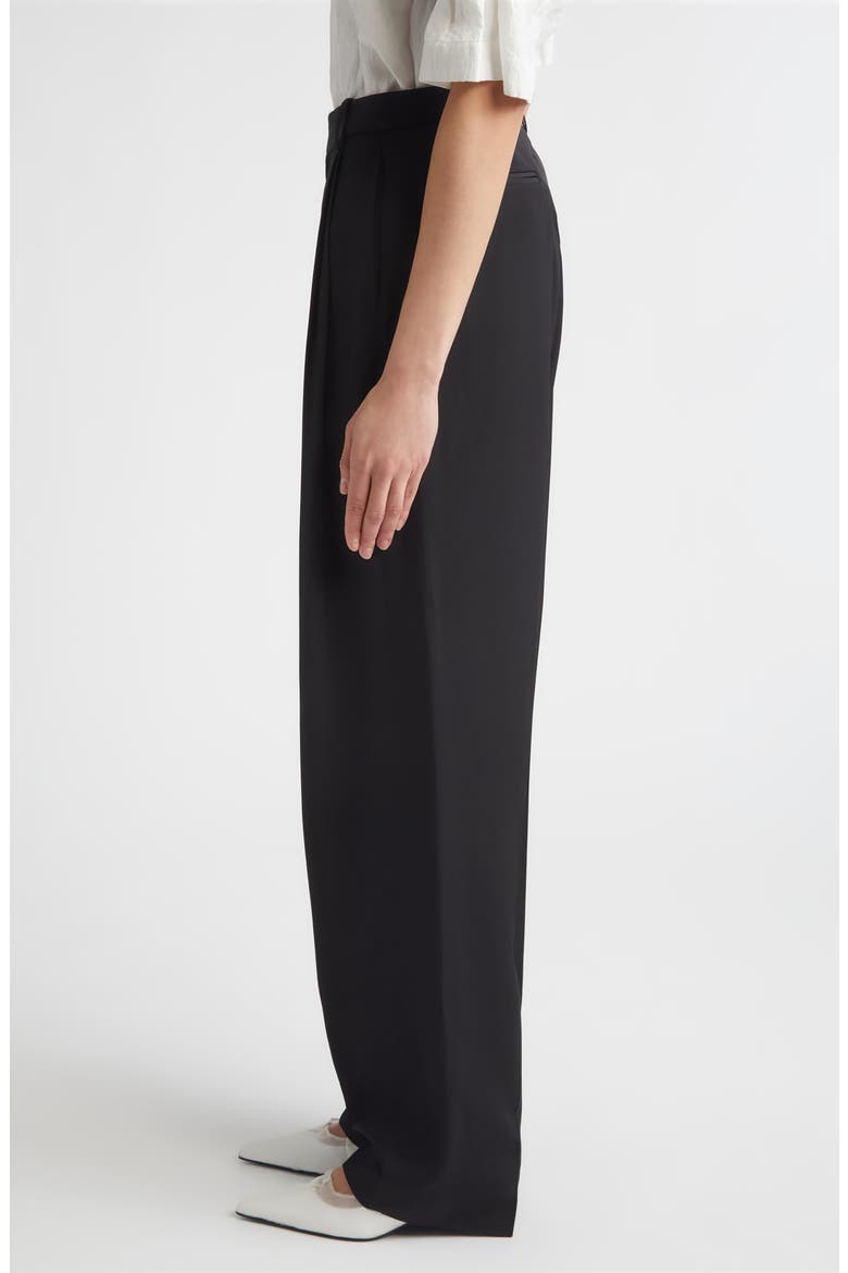 Clementina Pleated Twill Pants, Alternate, color, BLACK