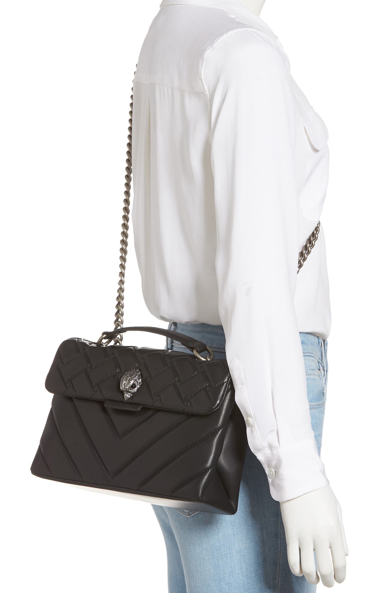 Kurt Geiger London Kensington Quilted Leather Shoulder Bag, Alternate, color, 