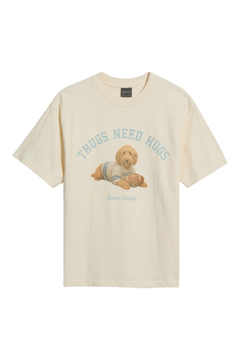 Thugs Need Hugs Football Graphic T-Shirt, Alternate, color, IVORY