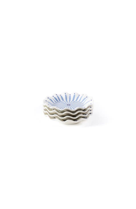 Iris Blue Burst Ruffle Salad Plate Set of 4