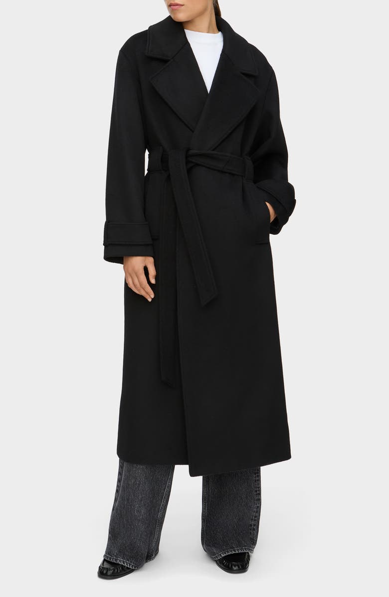 ALIGNE George Wool Blend Wrap Coat, Main, color, Black