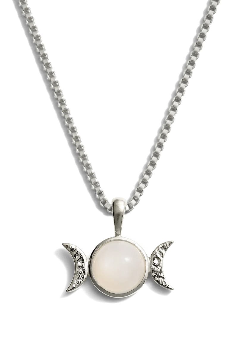 Mini Triple Moon Pendant Necklace, Main, color, 925 STERLING SILVER