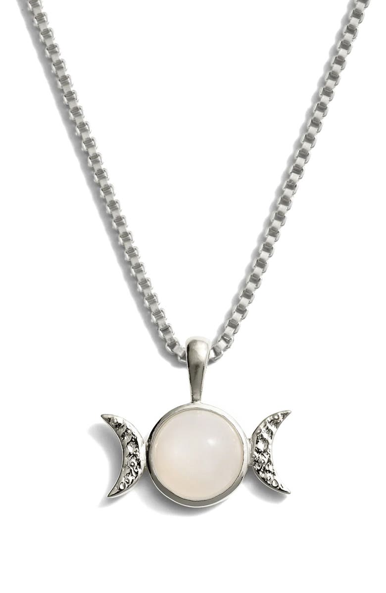 Awe Inspired Mini Triple Moon Pendant Necklace, Main, color, 925 Sterling Silver