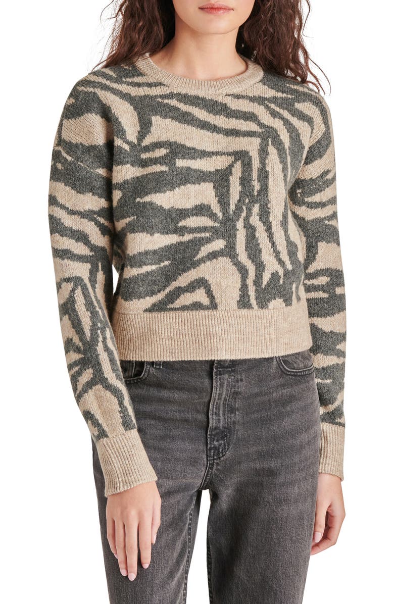 Steve Madden Stripe Jacquard Crop Sweater, Main, color, 