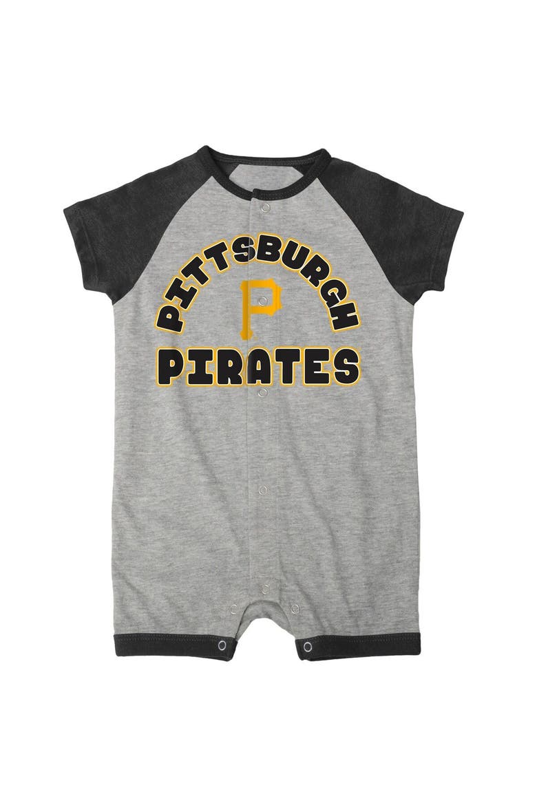 Infant  Heather Gray Pittsburgh Pirates Extra Base Hit Raglan Full-Snap Romper, Alternate, color, Heather Gray