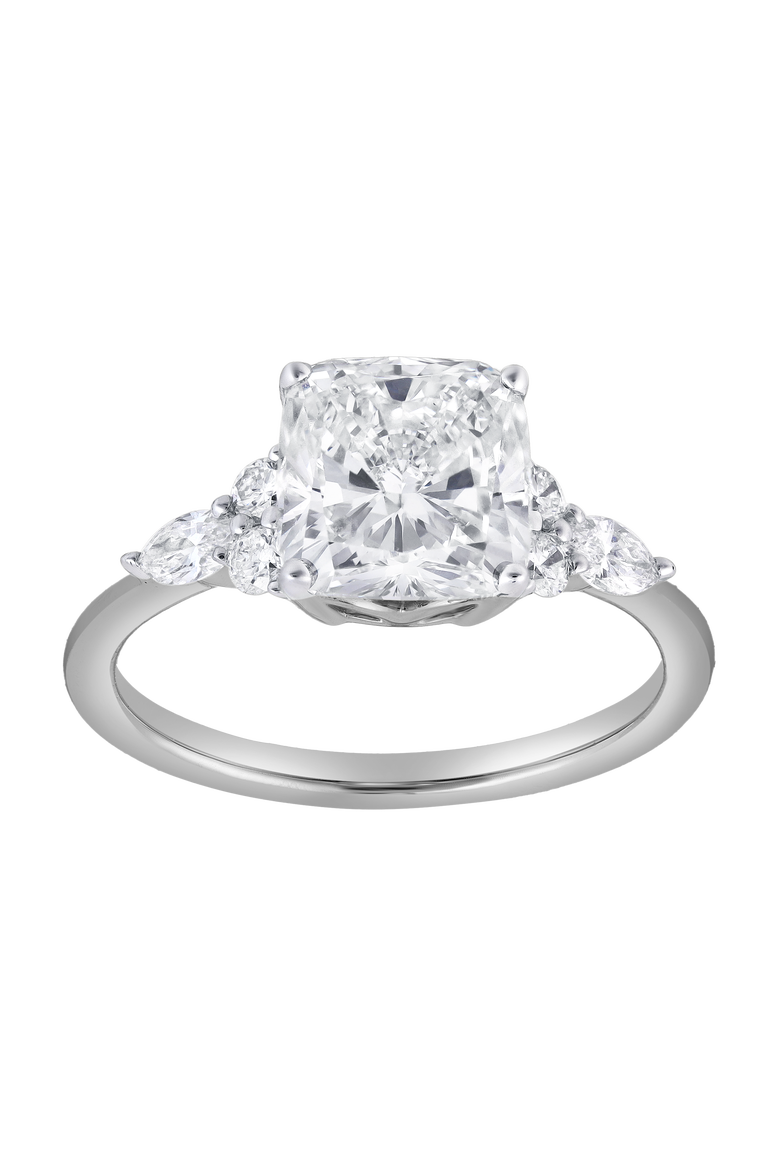 Victoria 14K Gold 2.30 Ct Cushion Lab Grown Diamond Engagement Ring, Main, color, 14K White Gold