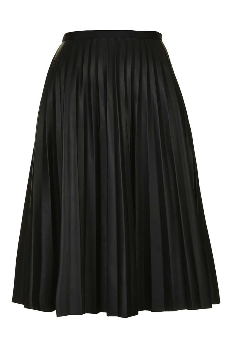 Pleat Midi Skirt, Alternate, color, BLACK