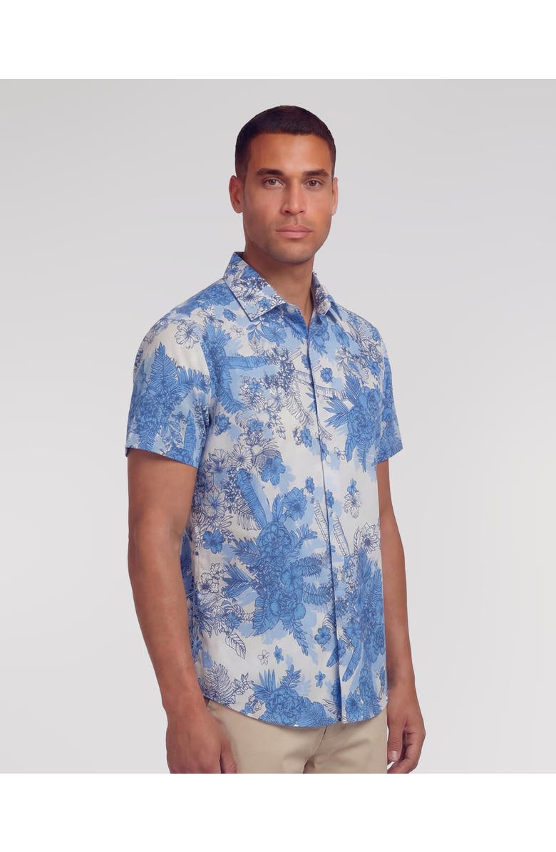 Lords of Harlech Mono Floral Mens Printed Button Up Shirt, Alternate, color, Mono Floral White