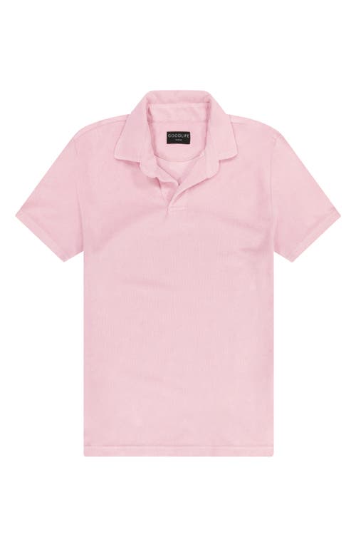 Goodlife Terry Cloth Polo In Candy Pink