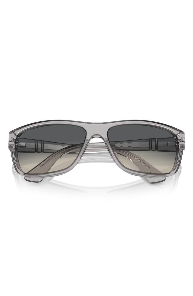 Persol 63mm Oversize Gradient Rectangular Sunglasses, Main, color, Transparent Grey